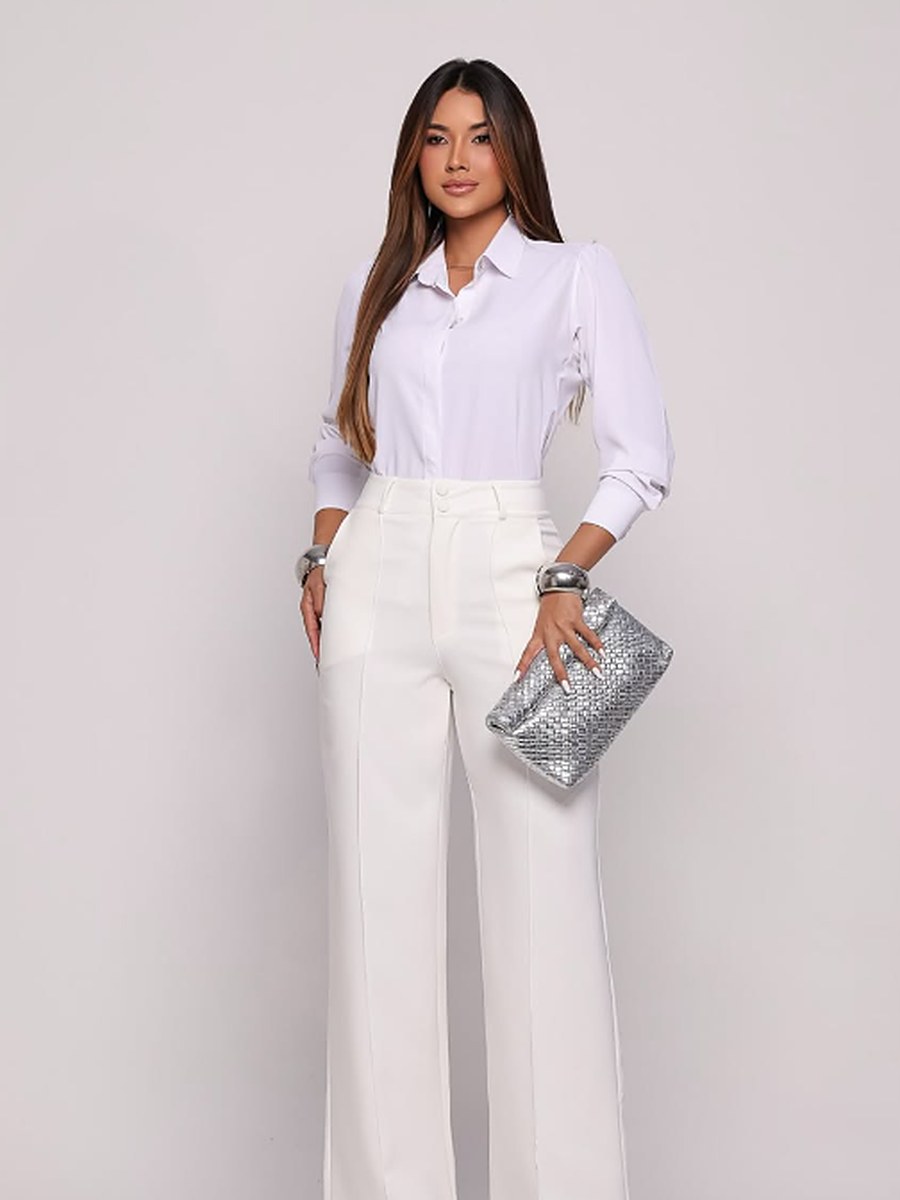 Camisa branca com pantalona off-white